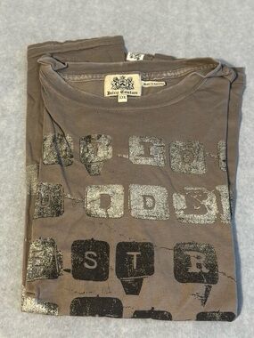 Juicy Couture Typewriter Graphic Tee XXL Brown Distressed Print Shirt